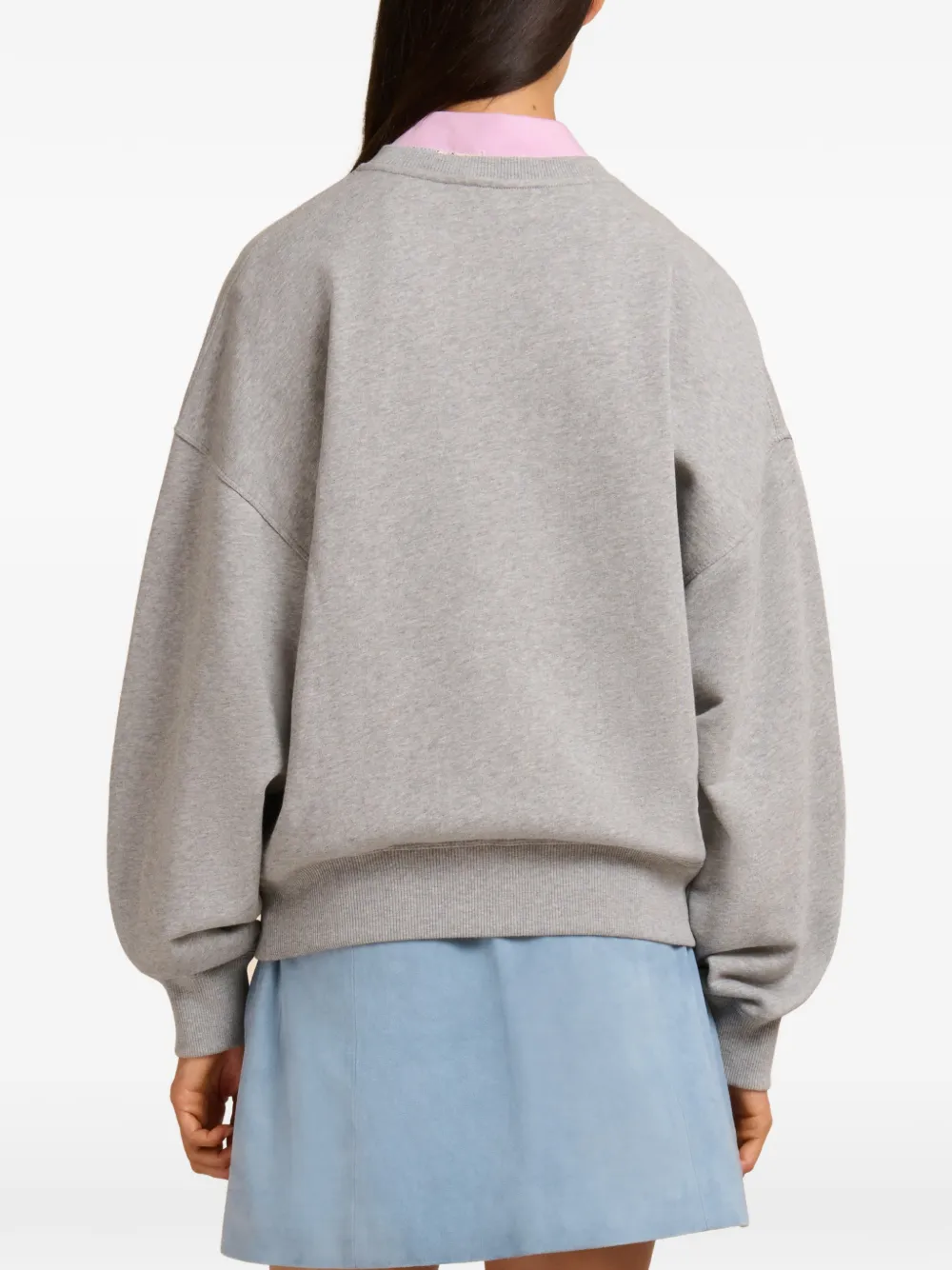 Marni Floral-print Ribbed Sweatshirt In Gray
