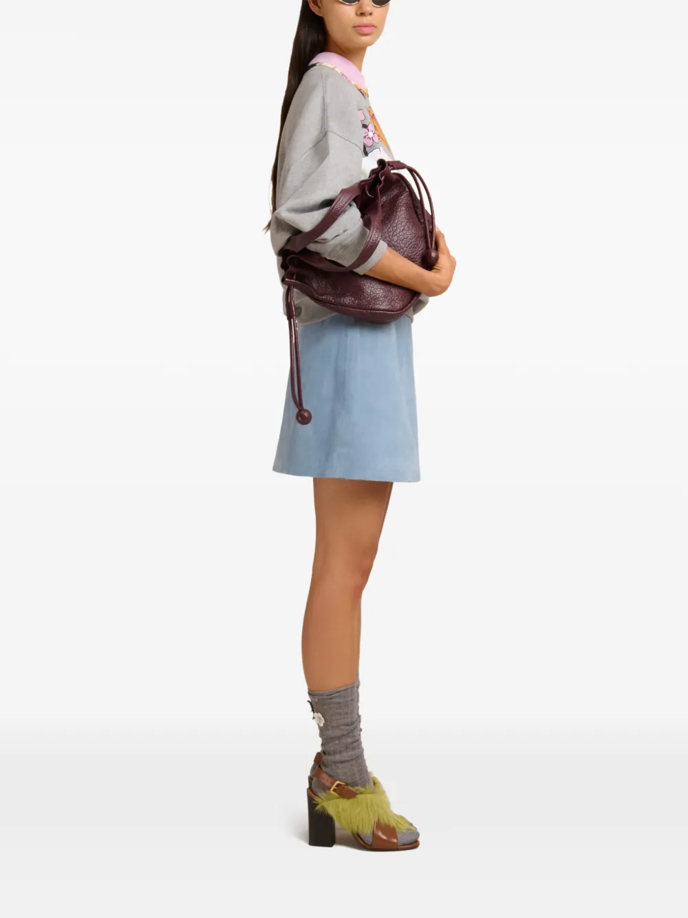 Marni Floral-print Ribbed Sweatshirt In Gray