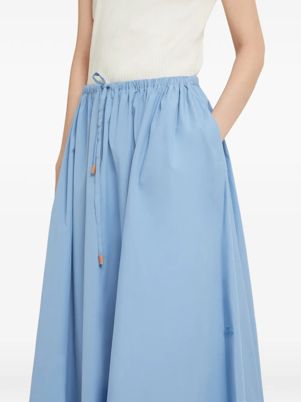 Marni Drawstring Gathered Midi Skirt In Blue