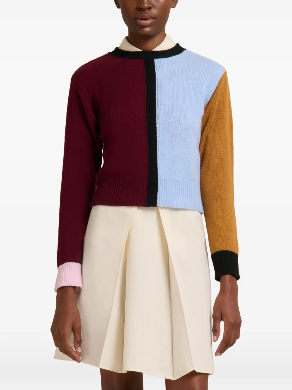  Marni Colour-block Long-sleeve Sweater - Blue 