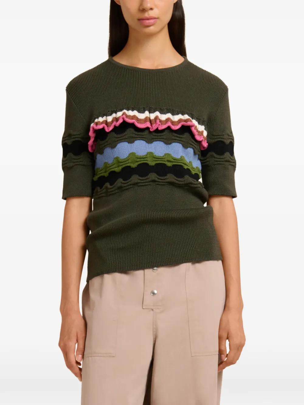 Marni Contrasting-stitches T-shirt In Multi