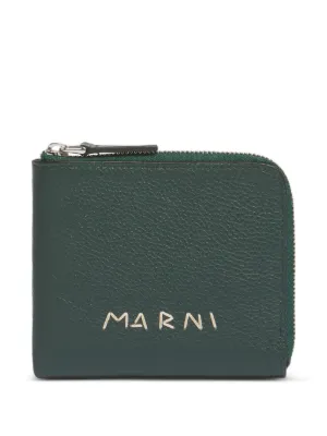 Marni Leather zip-around Wallet With mending-embroidery | Brown