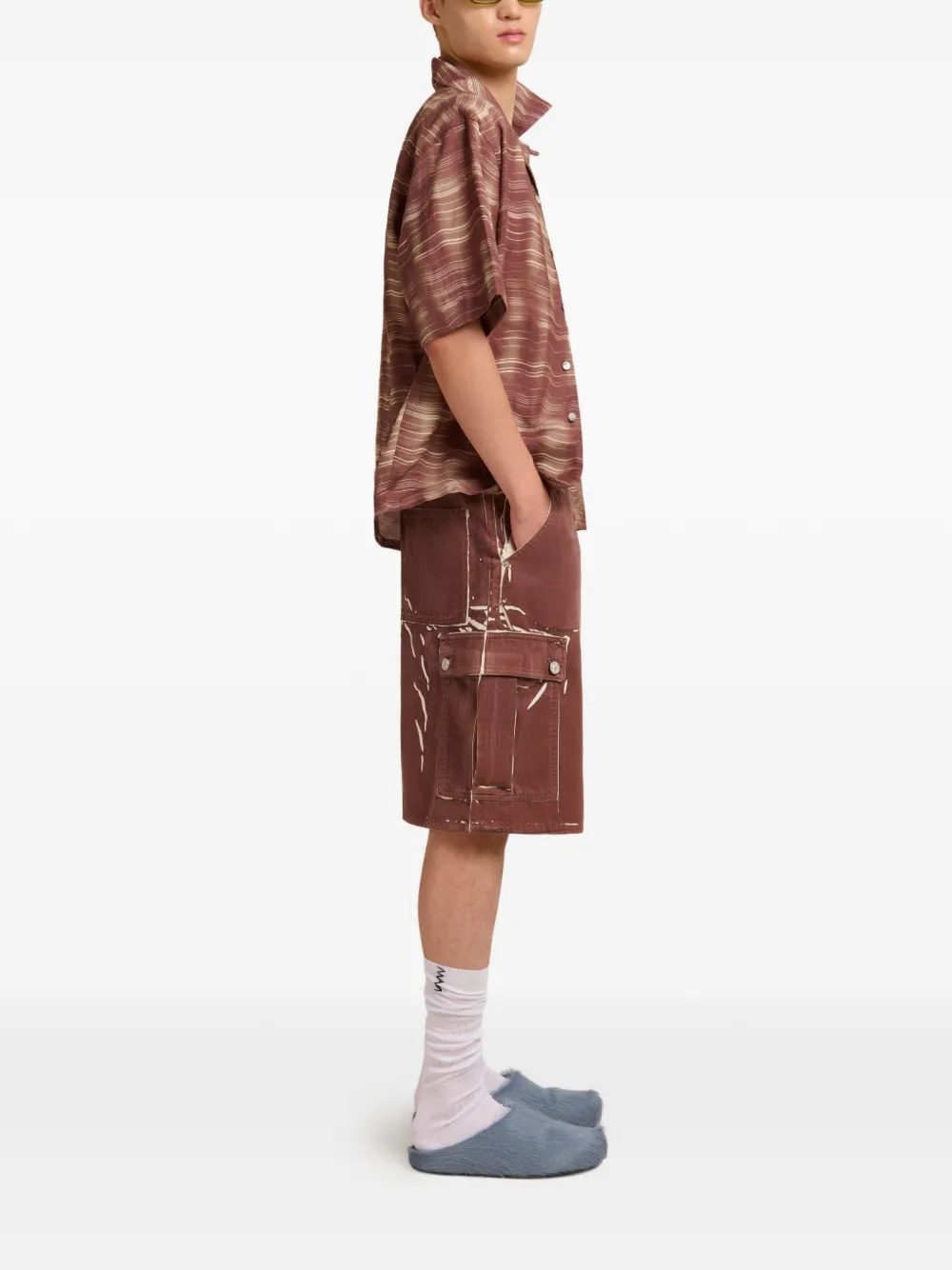 Marni Shorts met print en riemlus Bruin