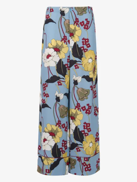 Marni floral-print satin trousers