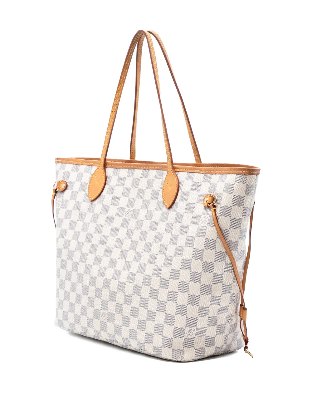 Pre-owned Louis Vuitton 2014 Damier Azur Neverfull Mm Tote Bag In White