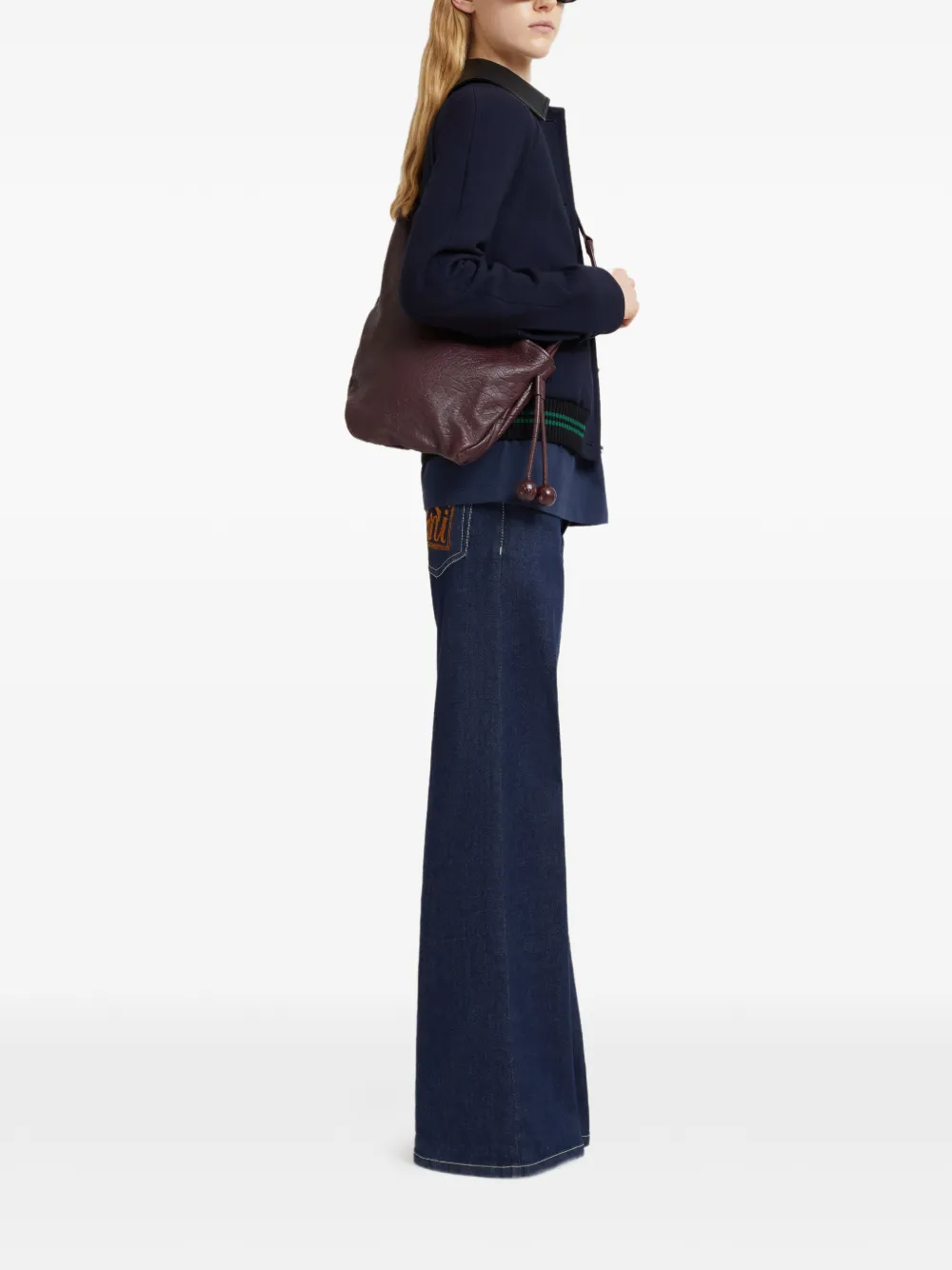 Marni Small Baubles Drawstring-leather Shoulder Bag In Red