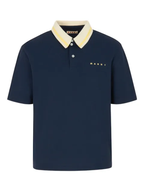 Marni stripe-collar logo-print polo shirt