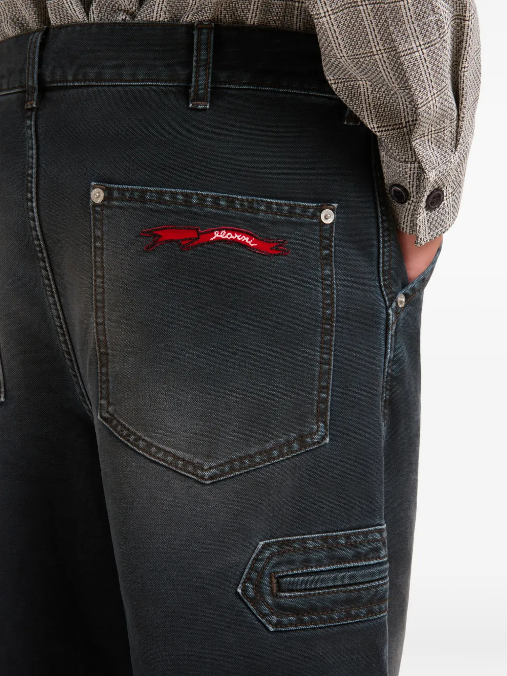 Marni Jeans met vervaagd effect en vlagpatch Zwart
