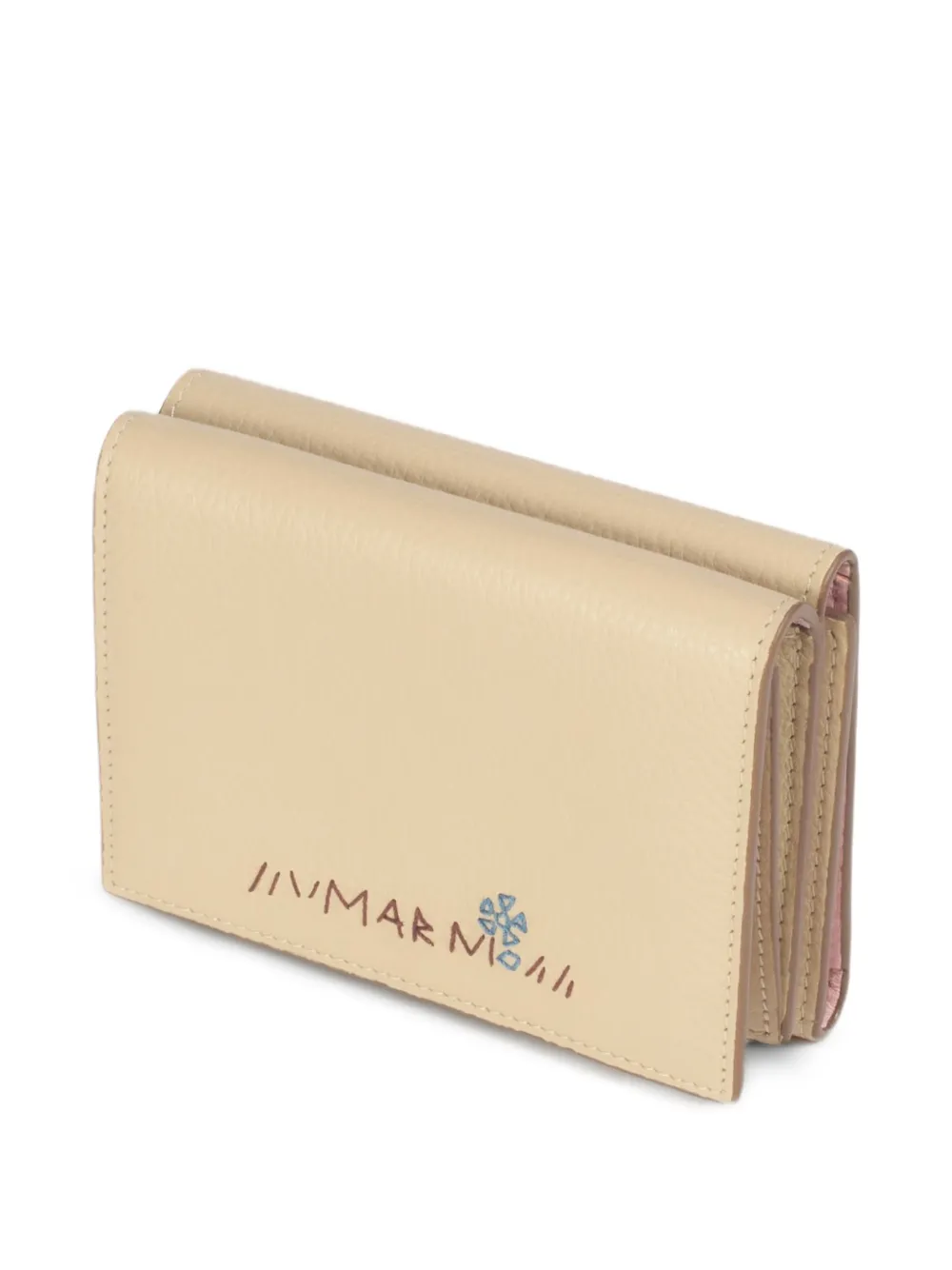 embroidered trifold leather wallet