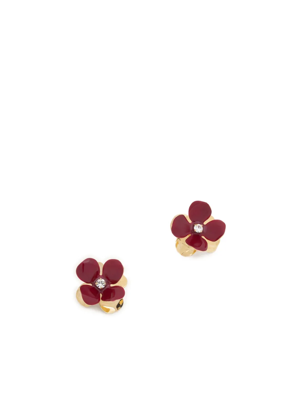 Marni Burgundy Enamel Flower Stud Earrings In Red