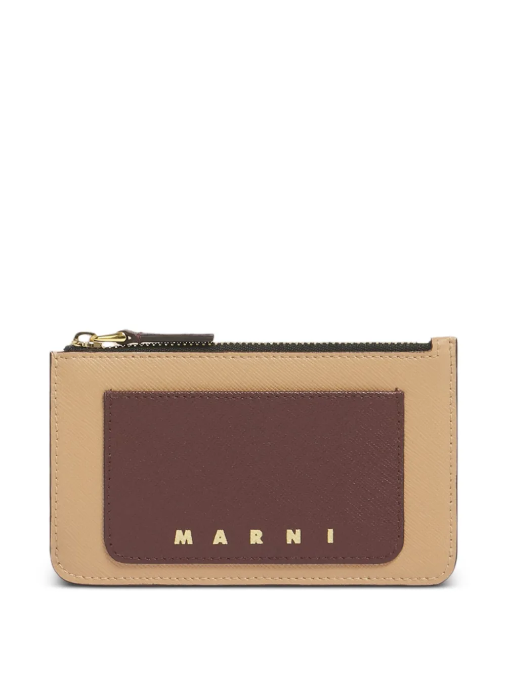 Marni Saffiano Zip Cardholder In Neutral