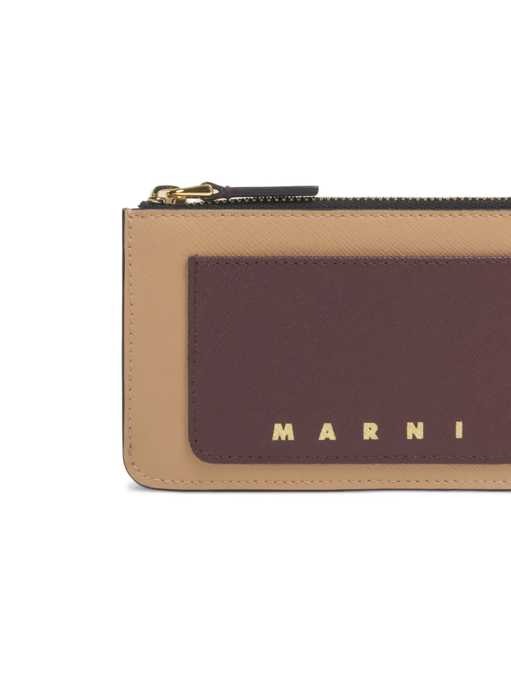 Marni Leren pasjeshouder Beige
