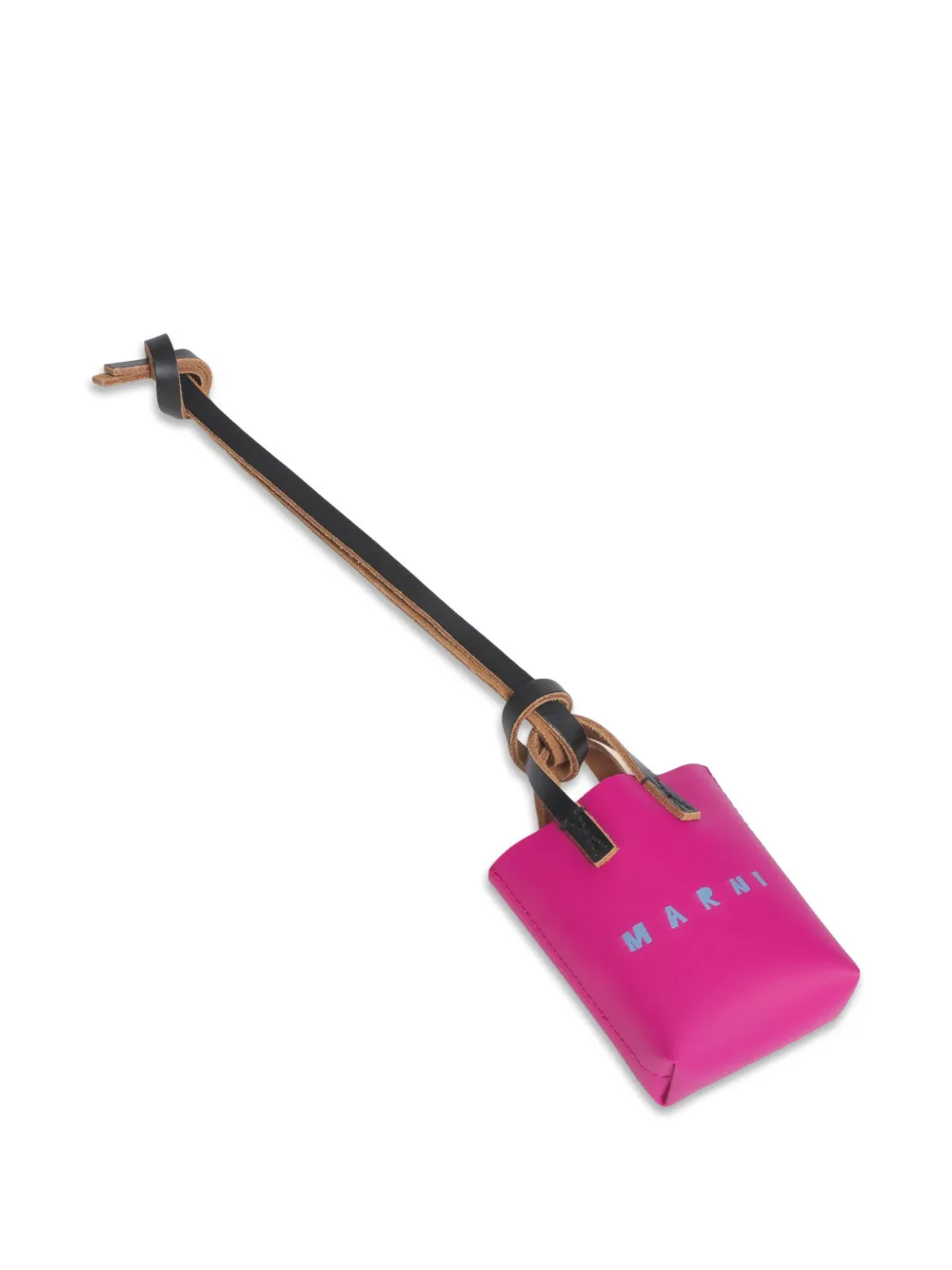 Marni Stitching Printed Bag Charm In Brown