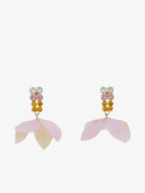 Marni poplin flower and rhinestone earrings