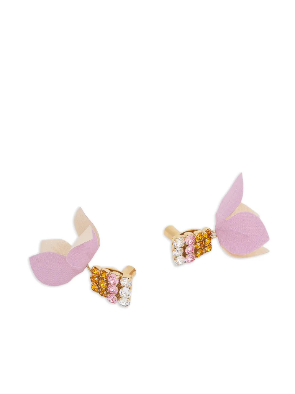  Marni Rhinestone Flower-pendant Earrings - Gold 