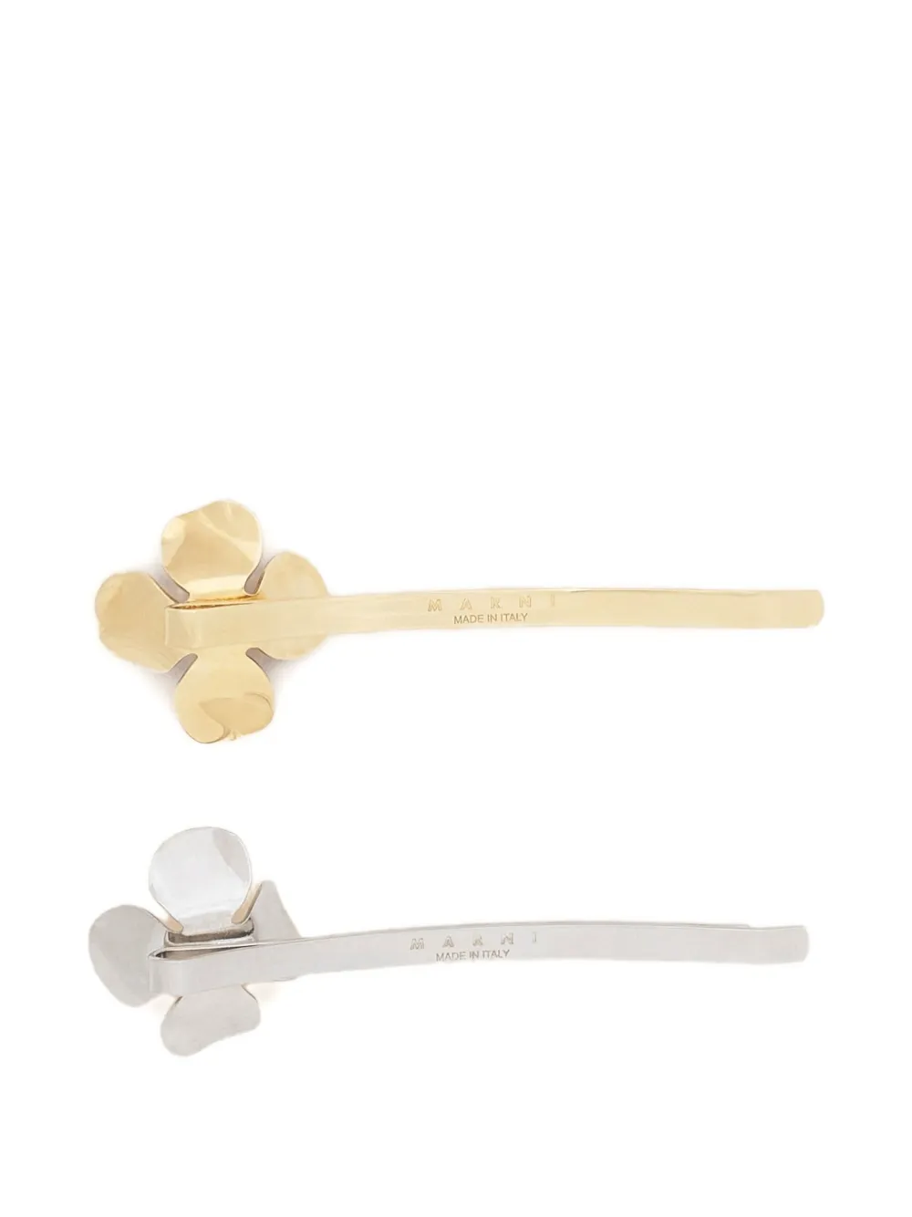 Marni Flower Hair Clip (set Of Two) In Silver