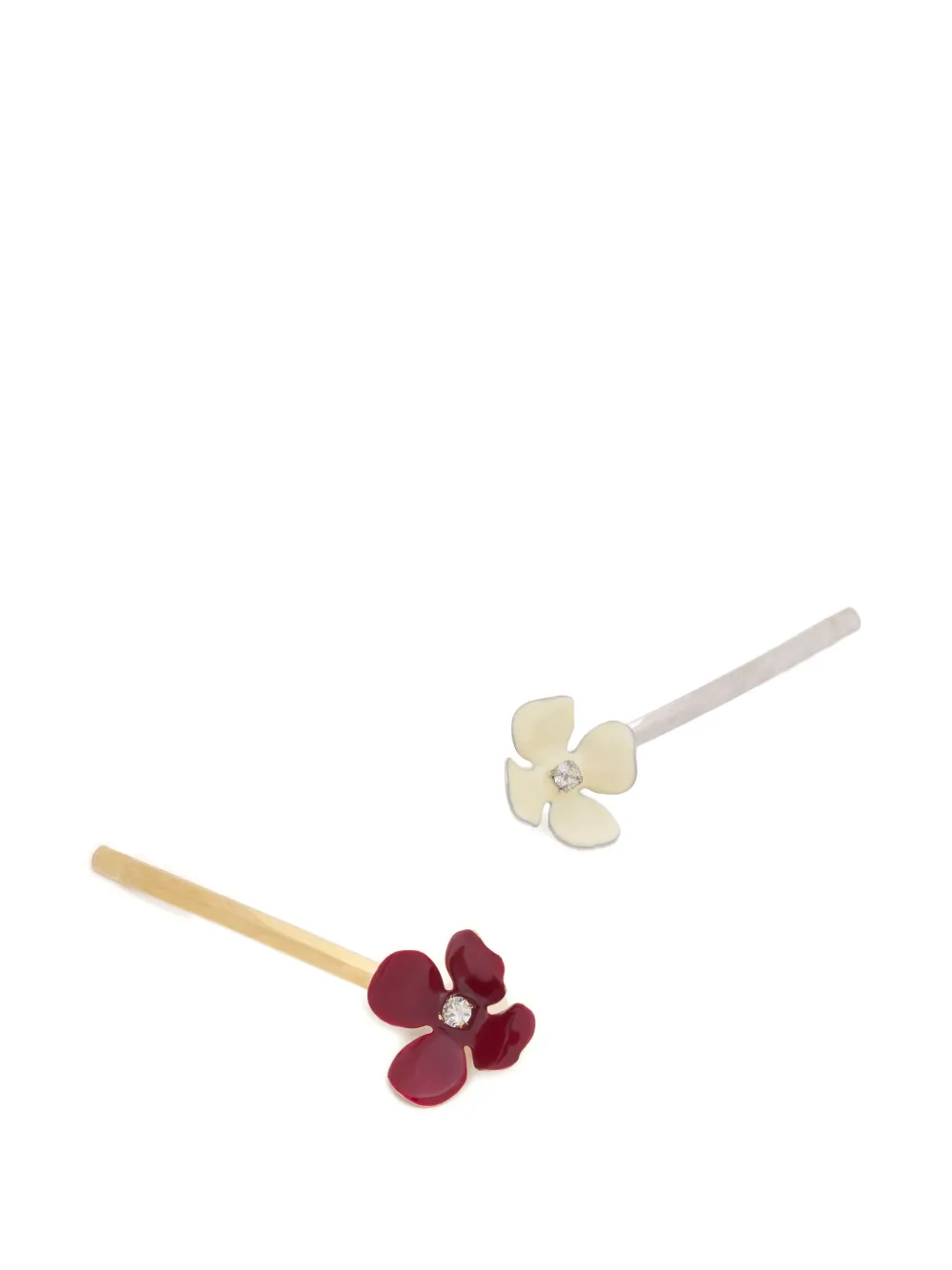 Marni Flower Hair Clip (set Of Two) In Silver