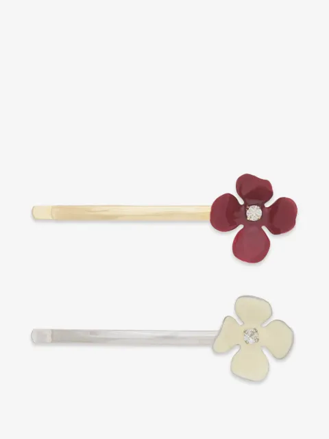 Marni set of two enamel flower hair clips