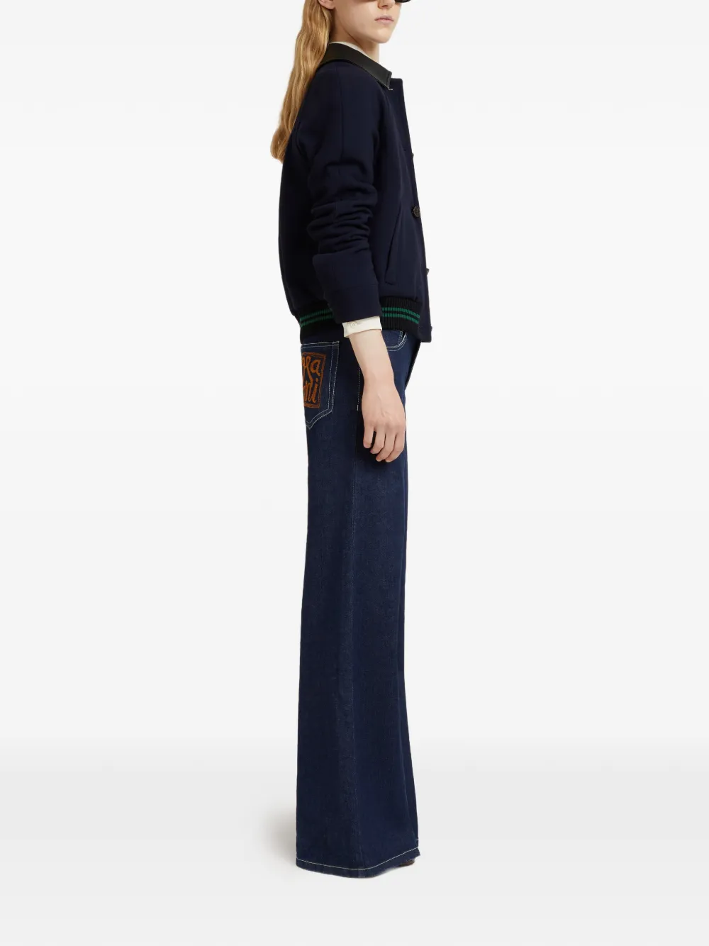 Marni Embroidered-logo Trousers In Blue