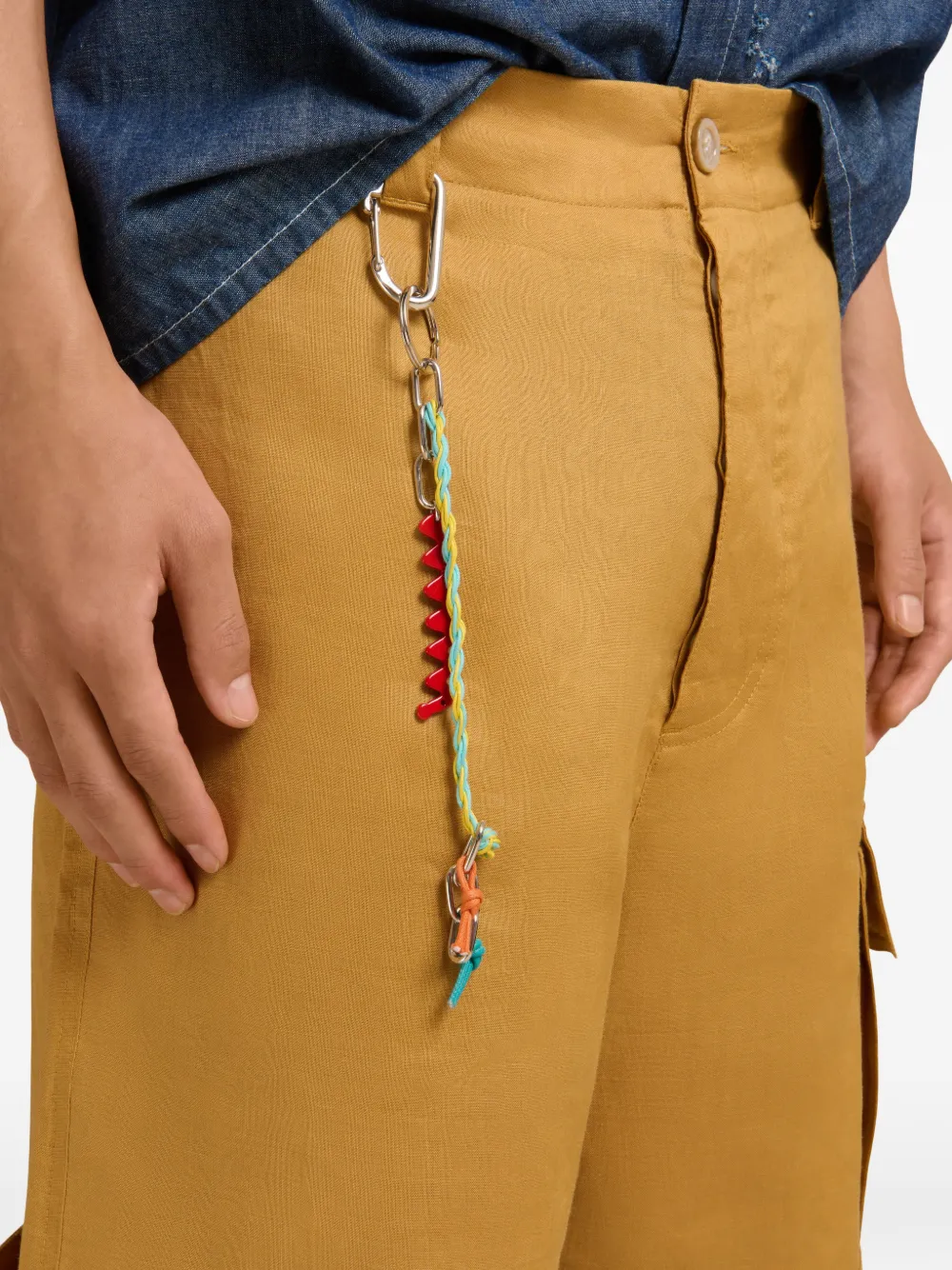  Marni Metal-symbol Twisted-cord Keyring - Silver 