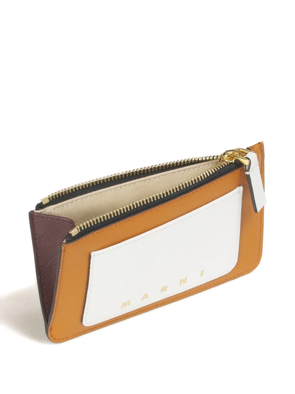 Marni Saffiano-zipped Cardholder In Brown