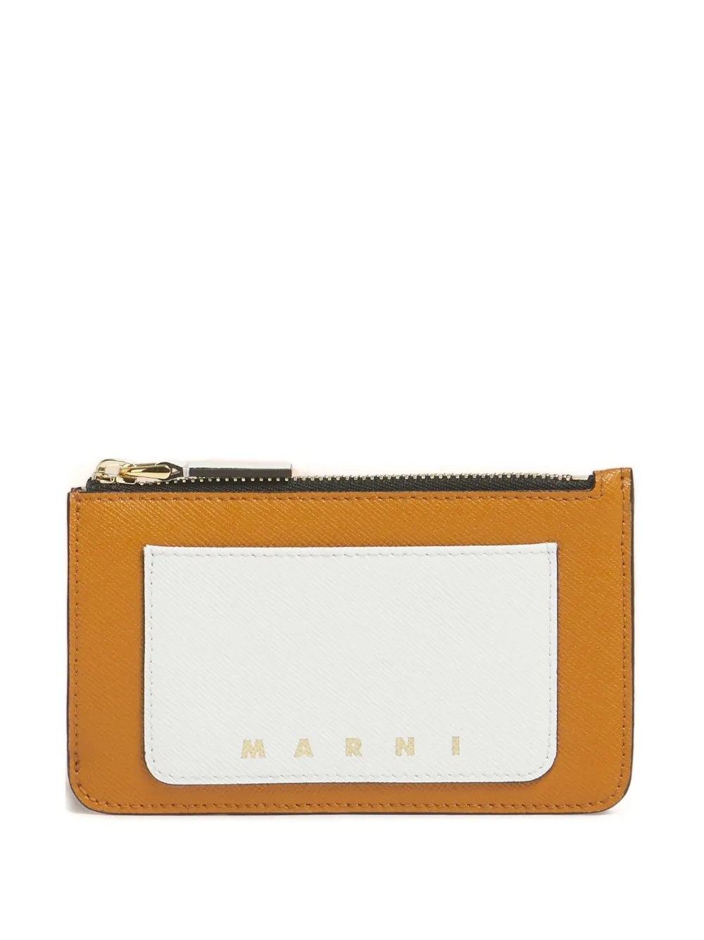 Marni Saffiano-zipped Cardholder In Brown