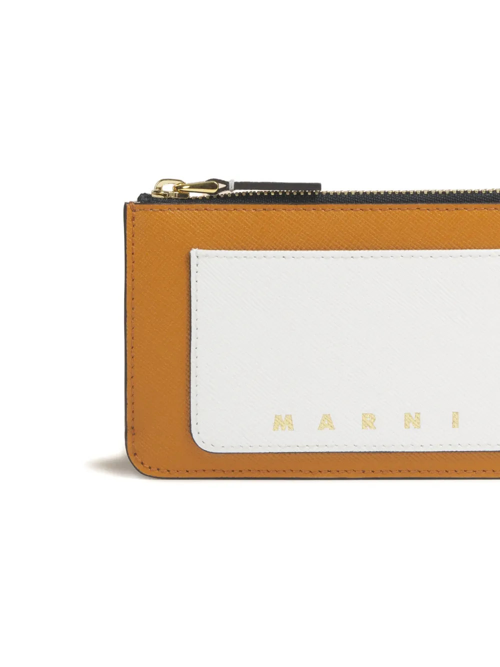Marni Saffiano-zipped Cardholder In Brown