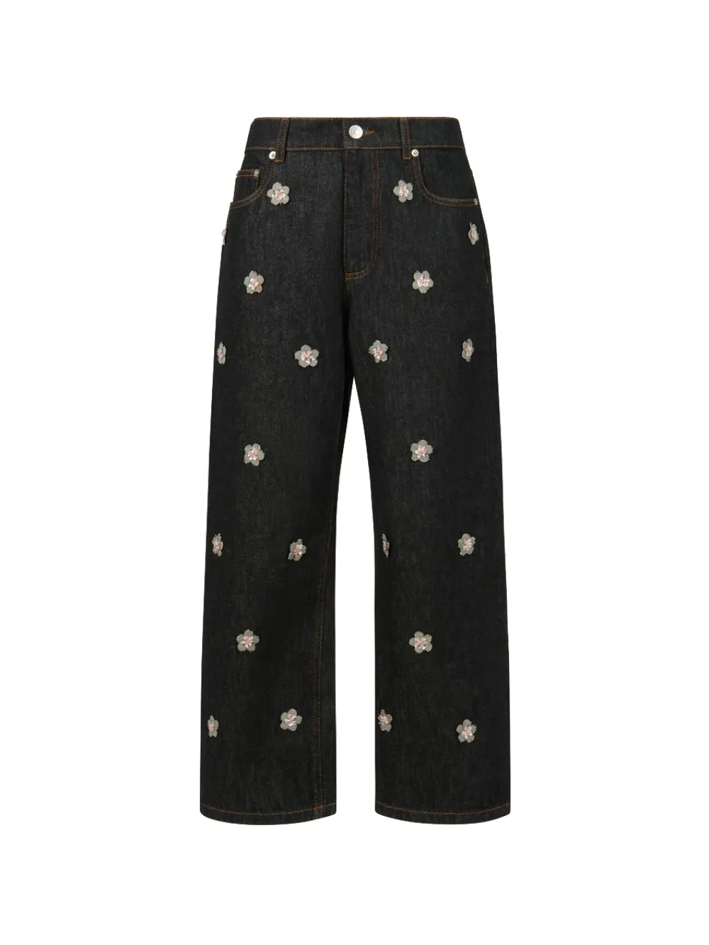 Marni Jeans mit Margeriten-Applikation - Blau