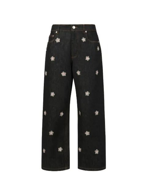 Marni denim jeans with daisy appliqués