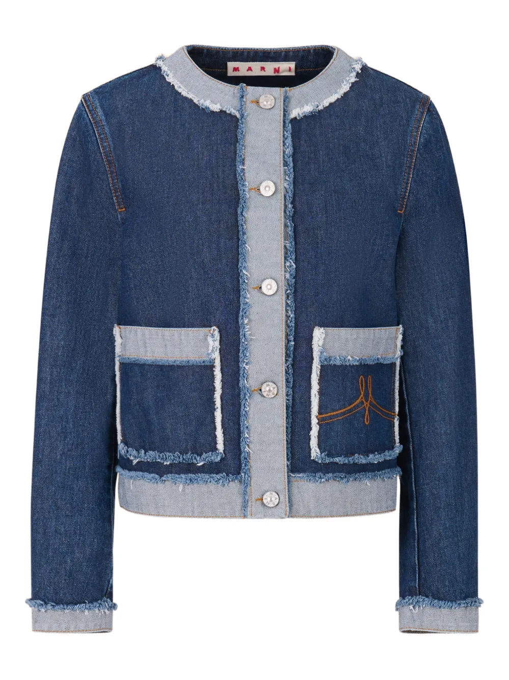 Marni Ausgefranste Jeansjacke - Blau