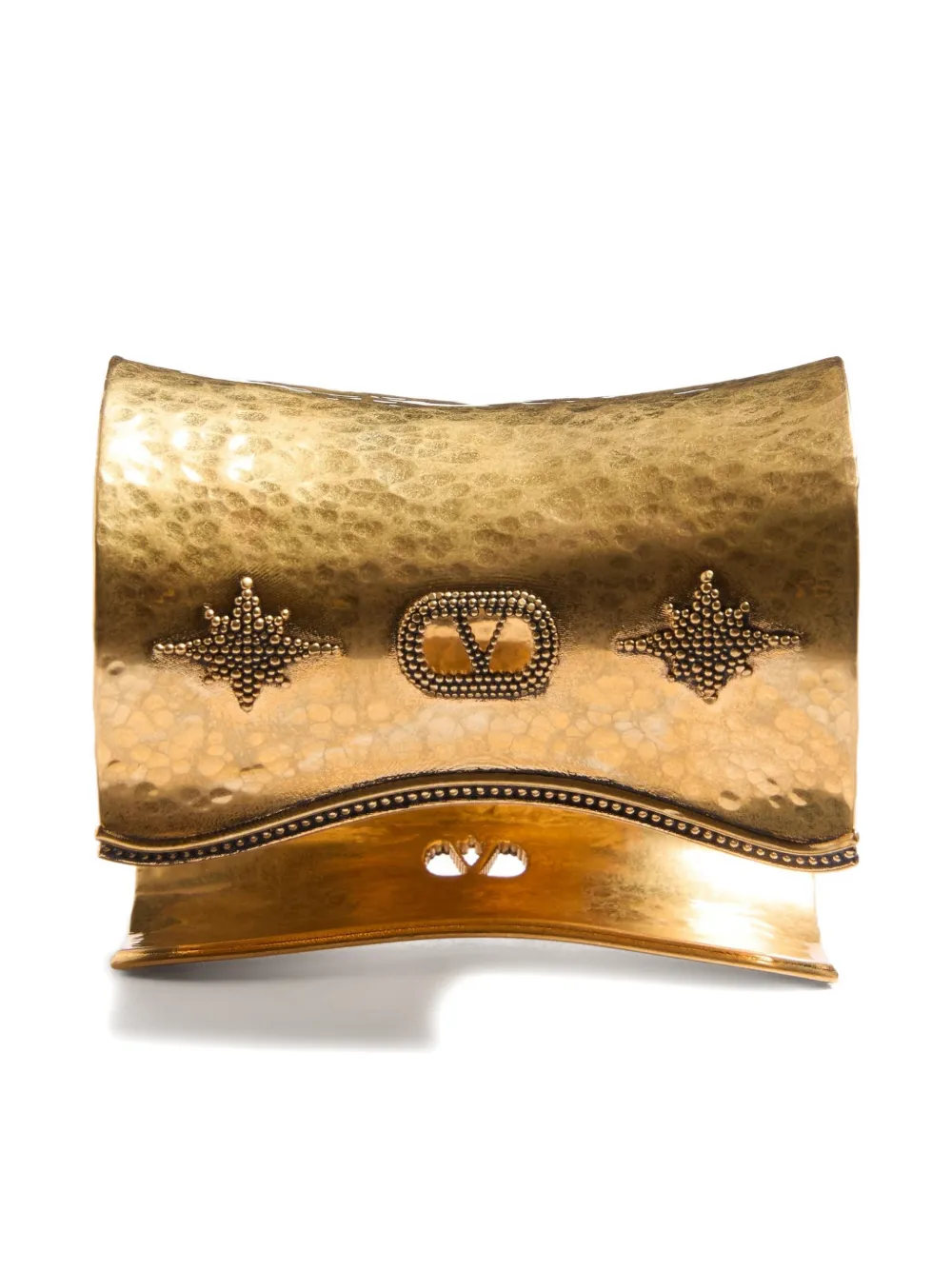 Valentino Garavani Cuffy Hammered-pattern Bracelet In Gold