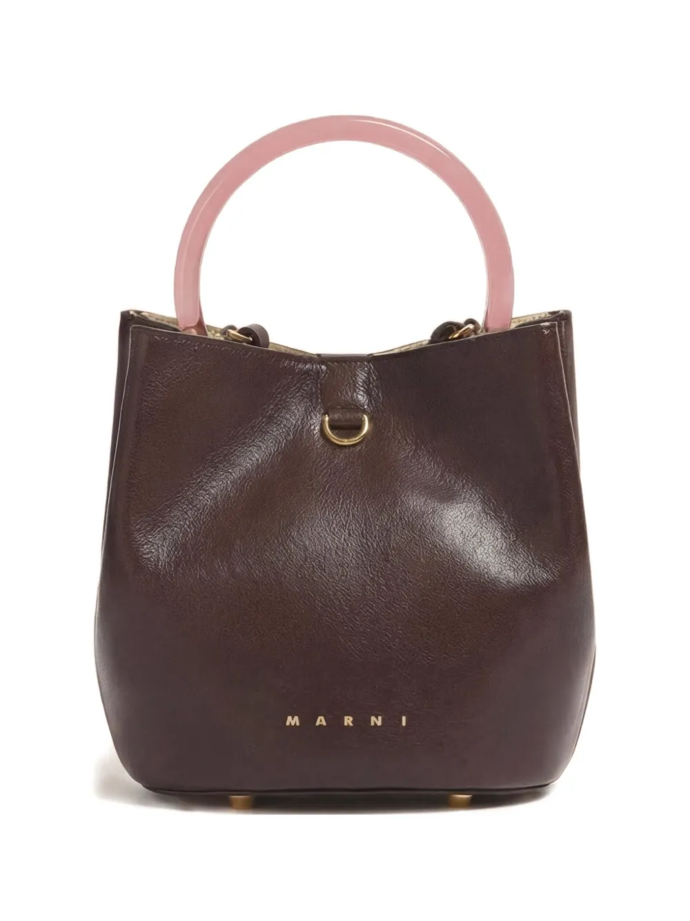 Marni small Pannier ring-handle bucket bag - Marrone