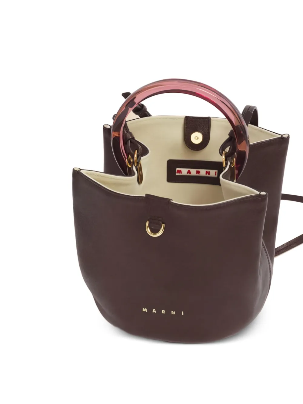 Marni Pannier leren bucket-tas Bruin
