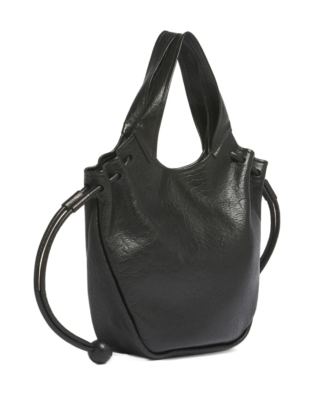 Marni Leren shopper Zwart