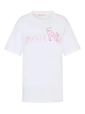 Marni logo-print Cotton T-shirt | White | FARFETCH RO