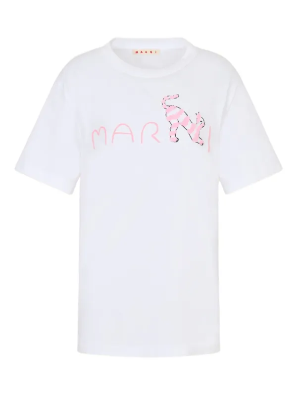 Marni Flock-printed Logo T-shirt in White