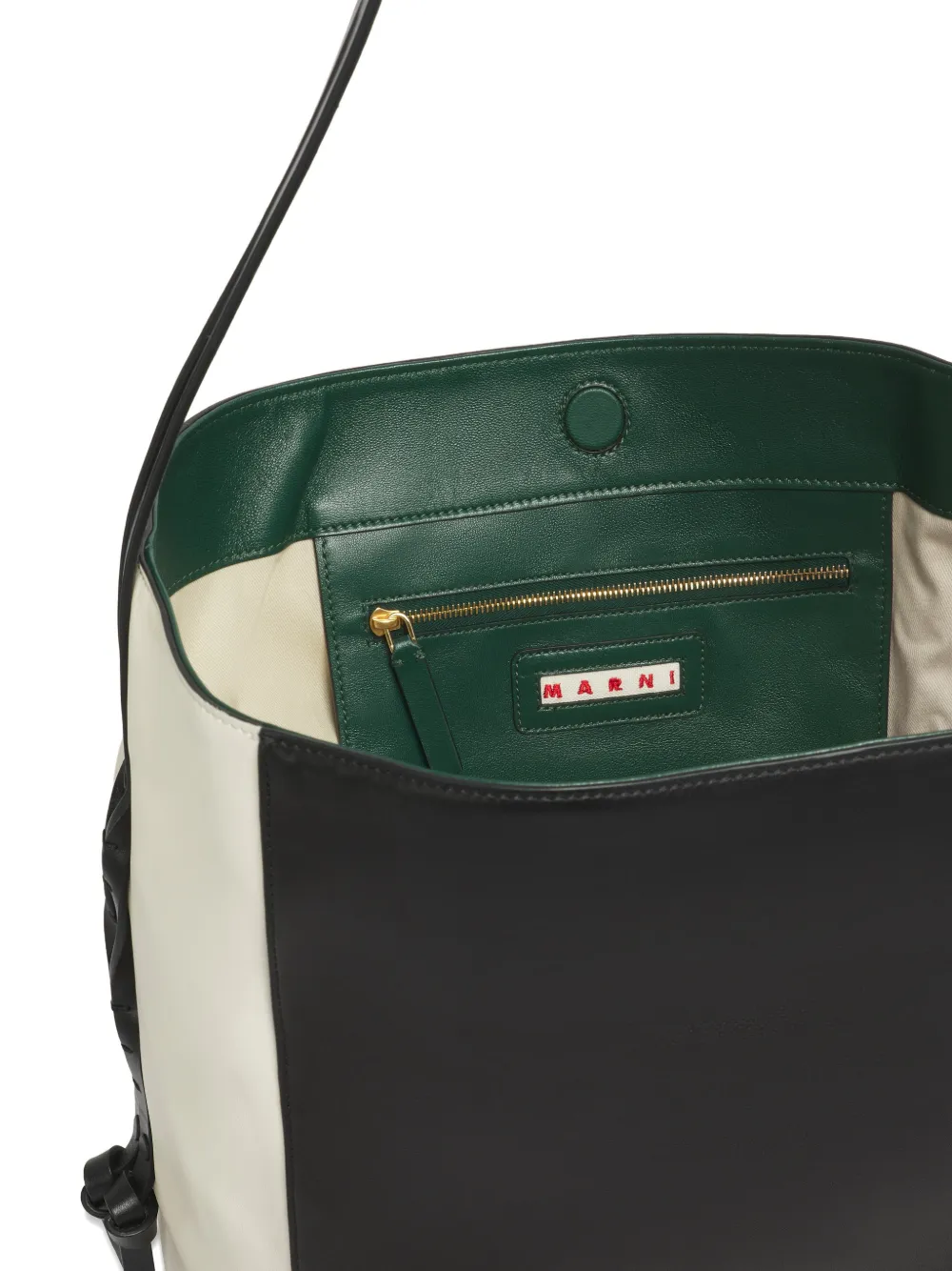 Marni Grote Pod 2.0 leren schoudertas Zwart