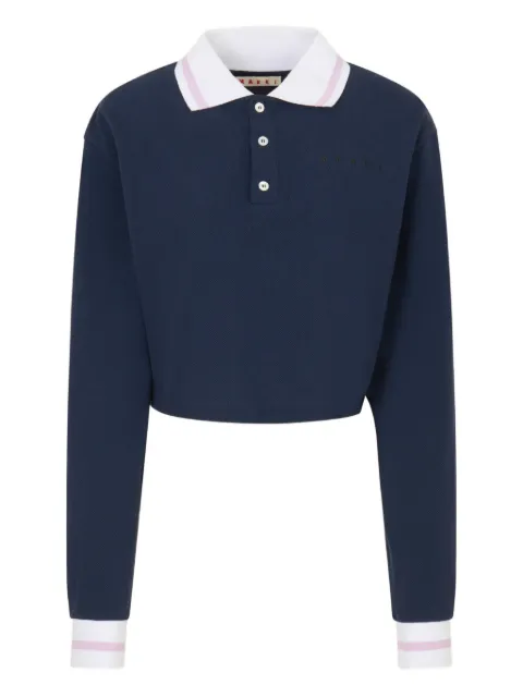 Marni playera tipo polo manga larga con ribete de rayas