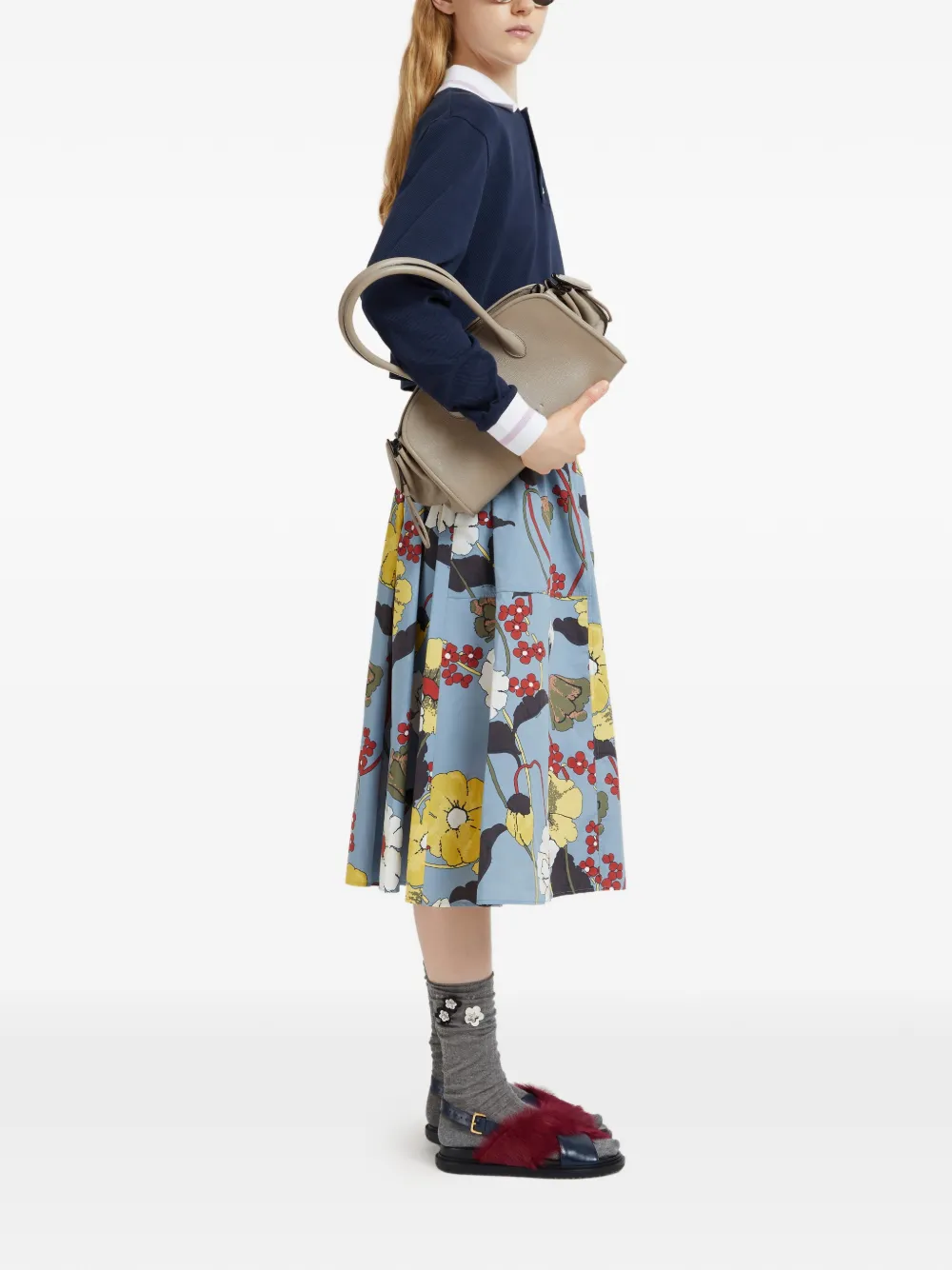 Marni Poloshirt met gestreepte afwerking en lange mouwen - Blauw