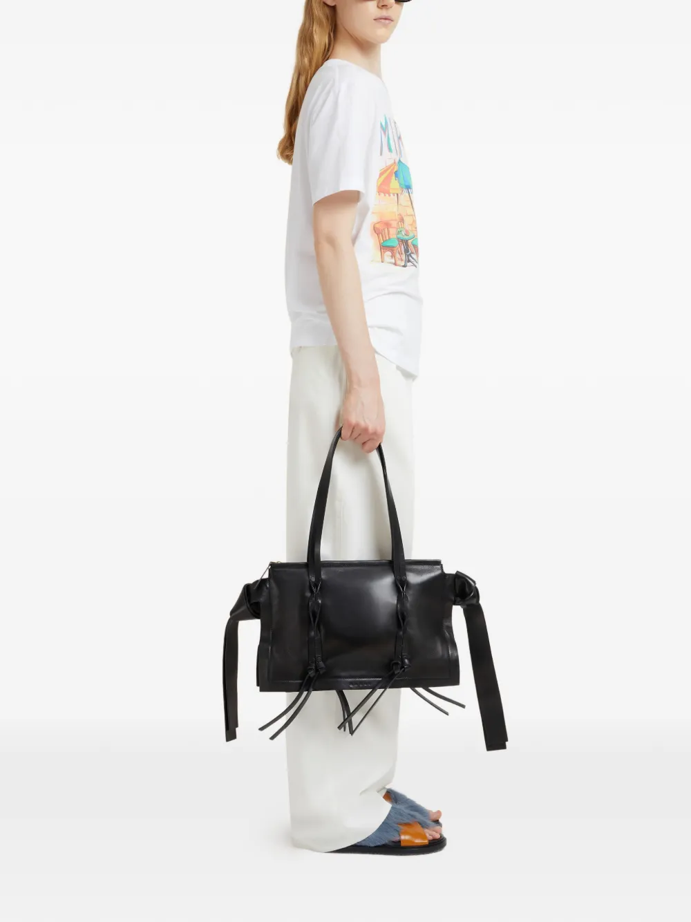 Marni Amulet leren kleine tas Zwart