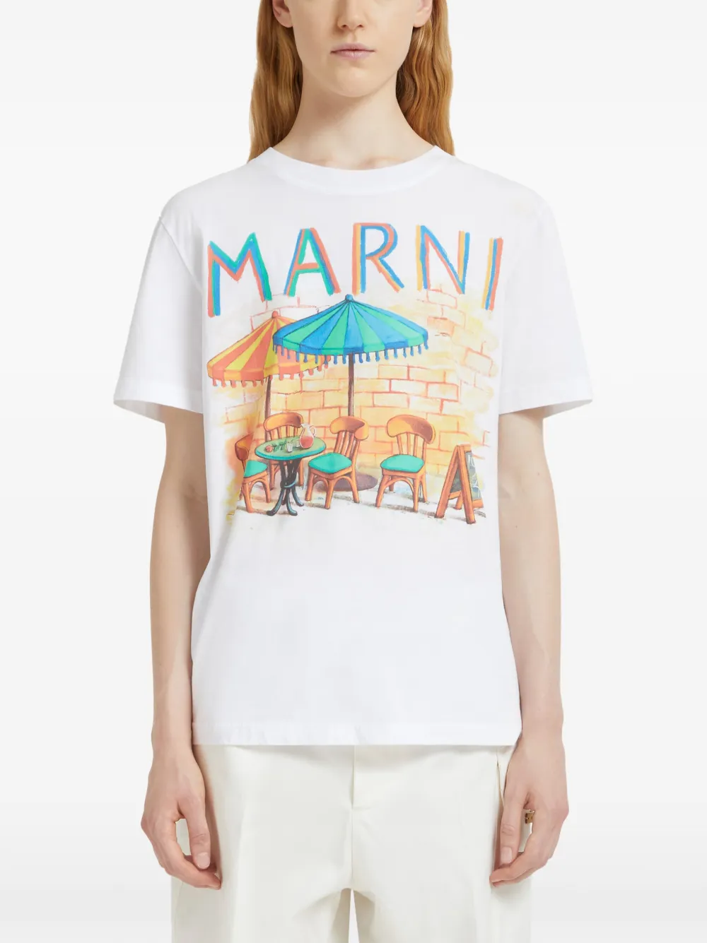 Marni T-shirt met korte mouwen en print Wit