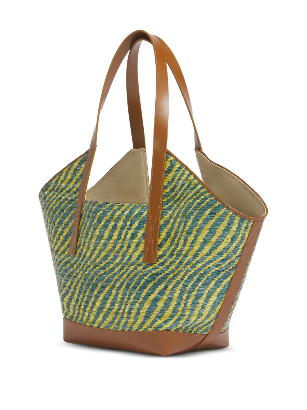  Marni Two-tone Raffia-effect Tote Bag - Blue 