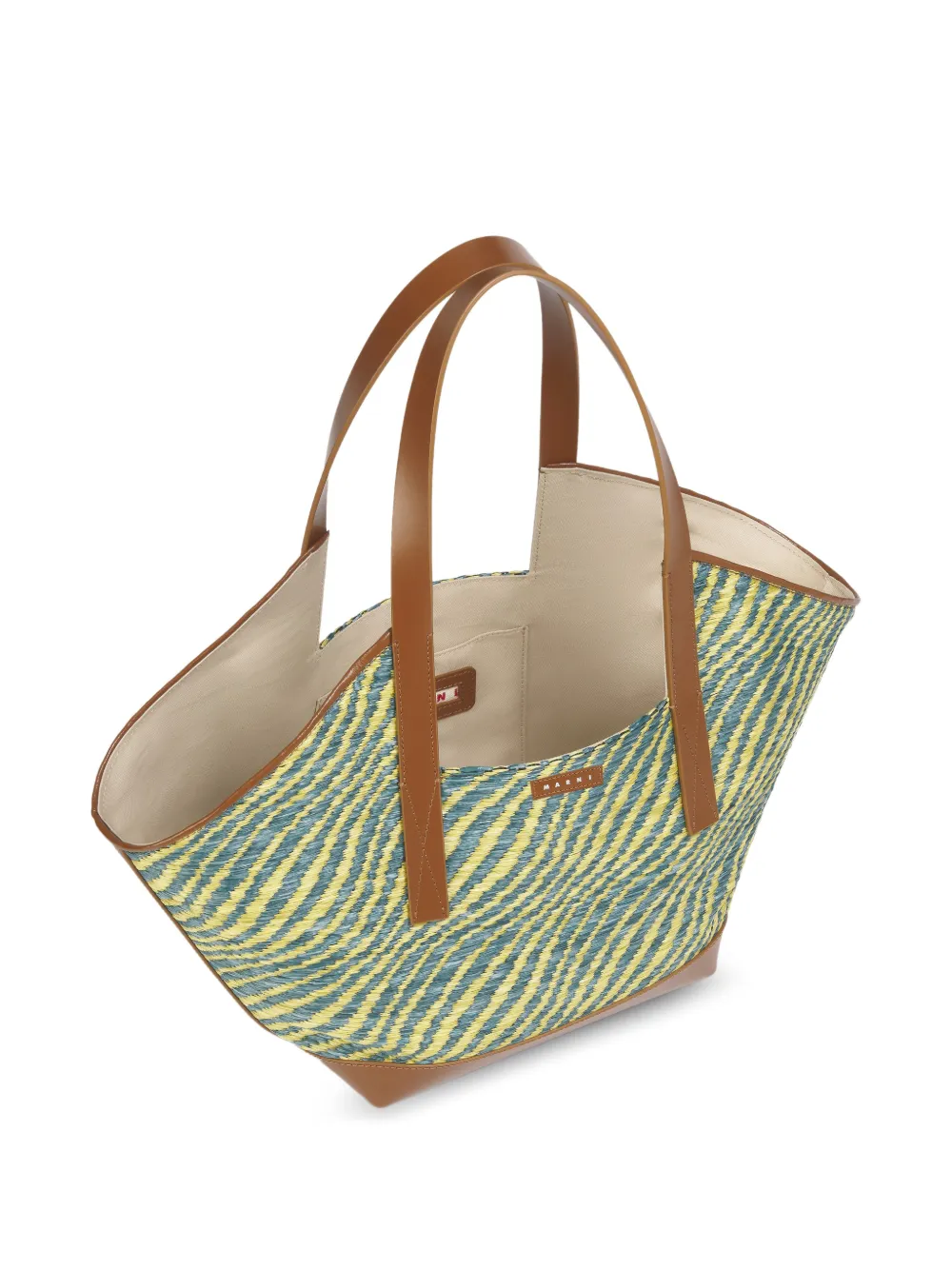 Marni Tweekleurige shopper met raffia-effect Blauw