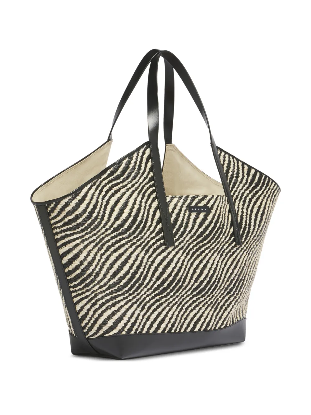 Marni Schoudertas met raffia-effect Zwart