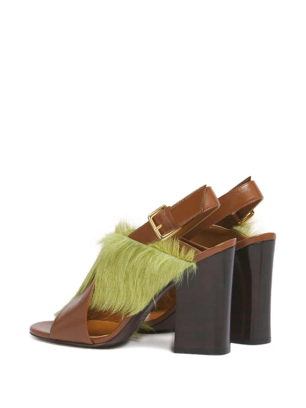 Marni Criss-cross Fur Sandals In Brown
