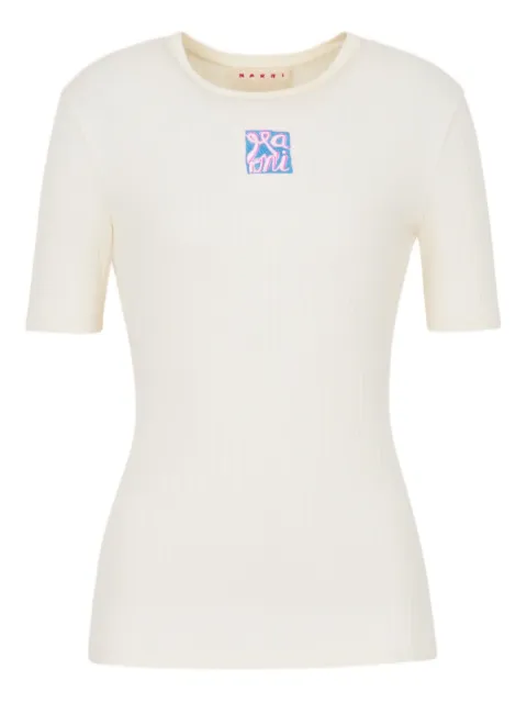Marni t-shirt côtelé à logo brodé