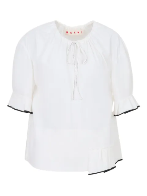 Marni drawstring pleated-neck blouse