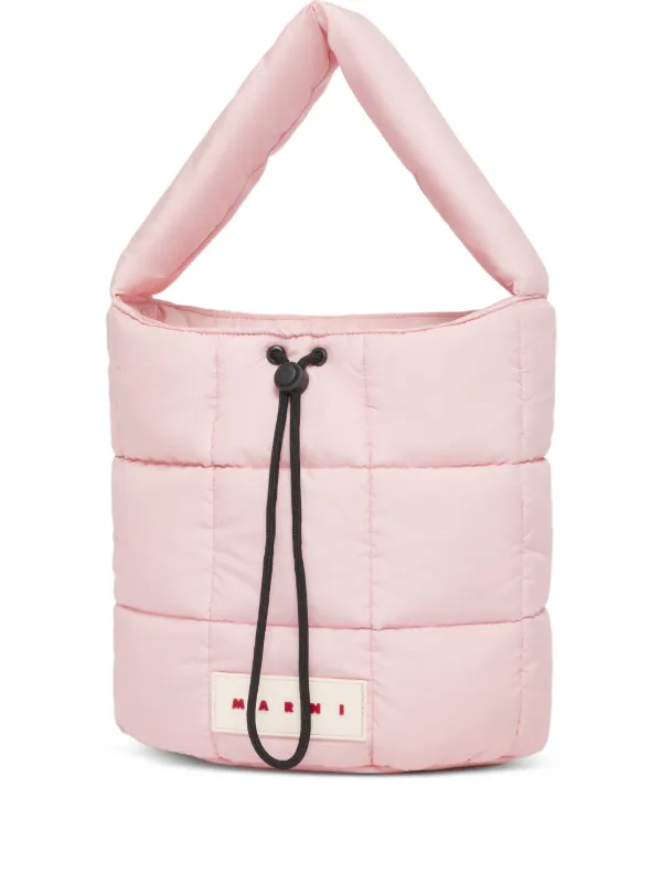 Marni Padded Quilted Bucket Bag in Pink