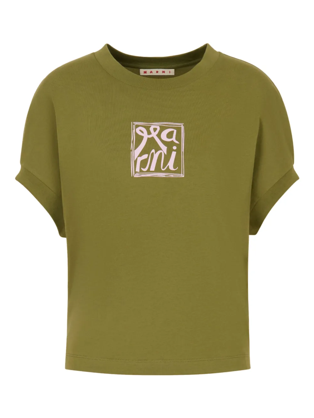 Marni cuffed logo-print T-shirt - Verde