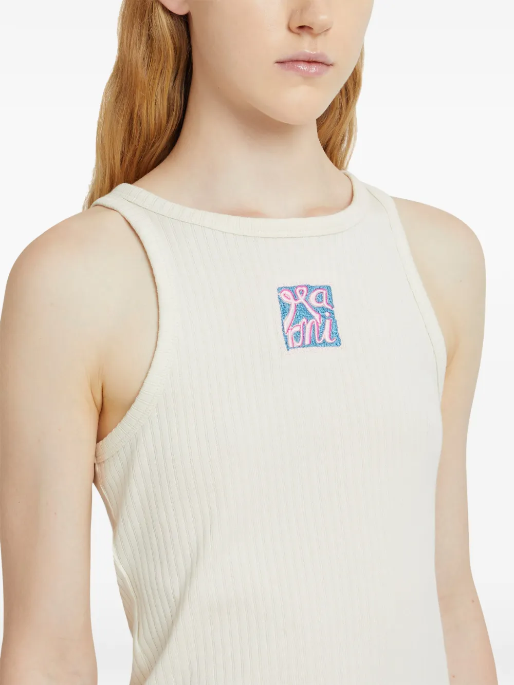 Ribbed Embroidered Tank Top